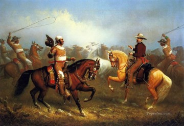  caballos Pintura - James Walker atando caballos salvajes